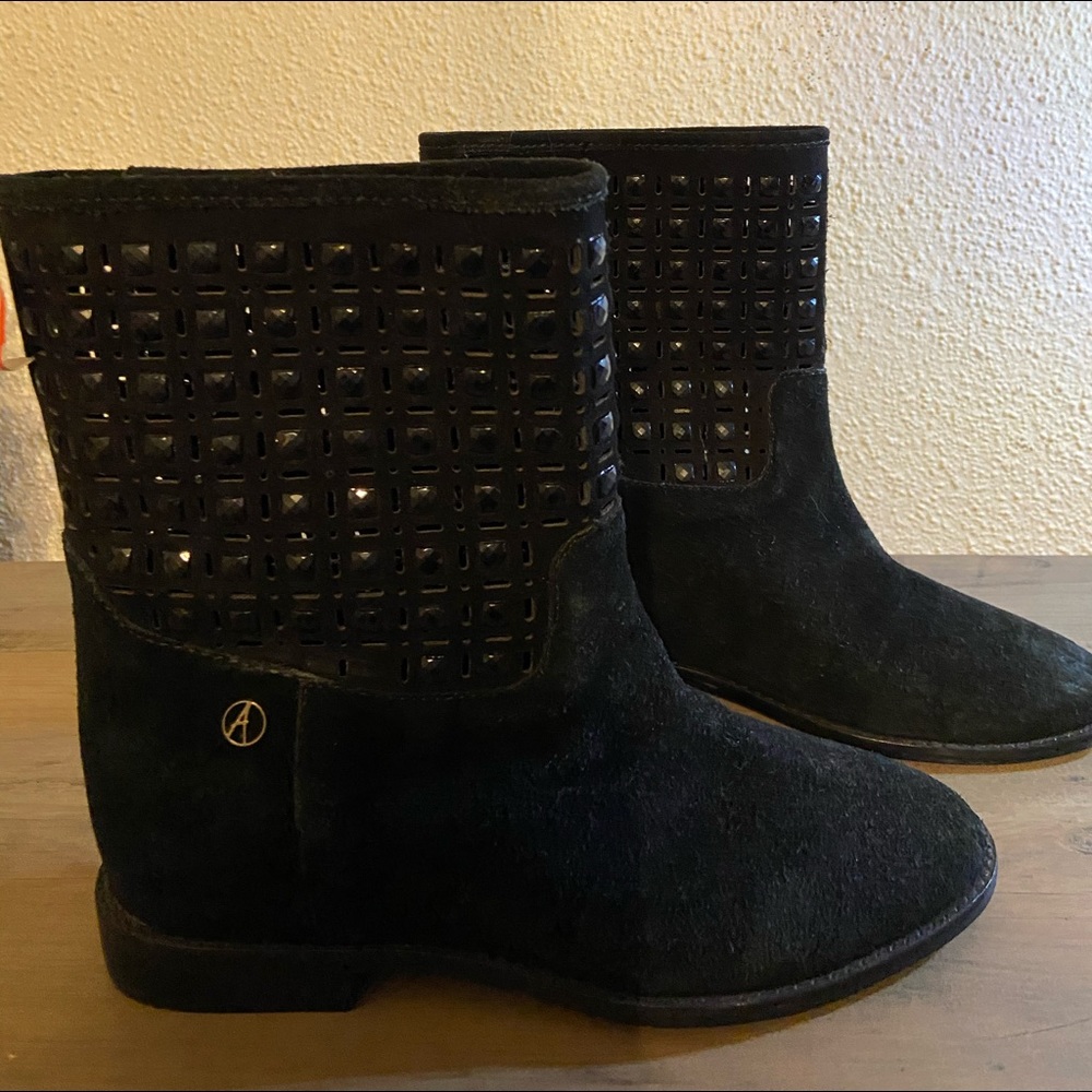 Ateliermix black suede studded ankle boots size 8